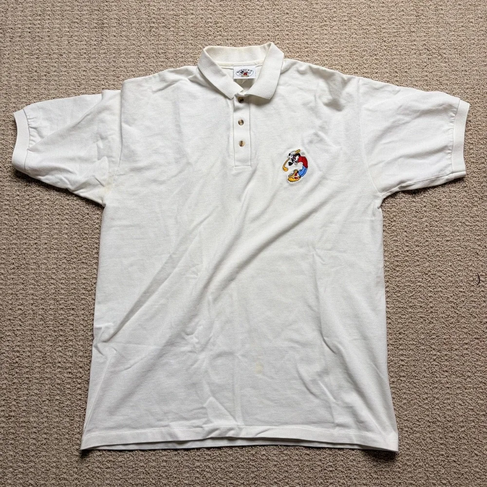 Vintage Mickey & Co Disney Goofy Golf Polo‎ Shirt White Mens XL Made in USA